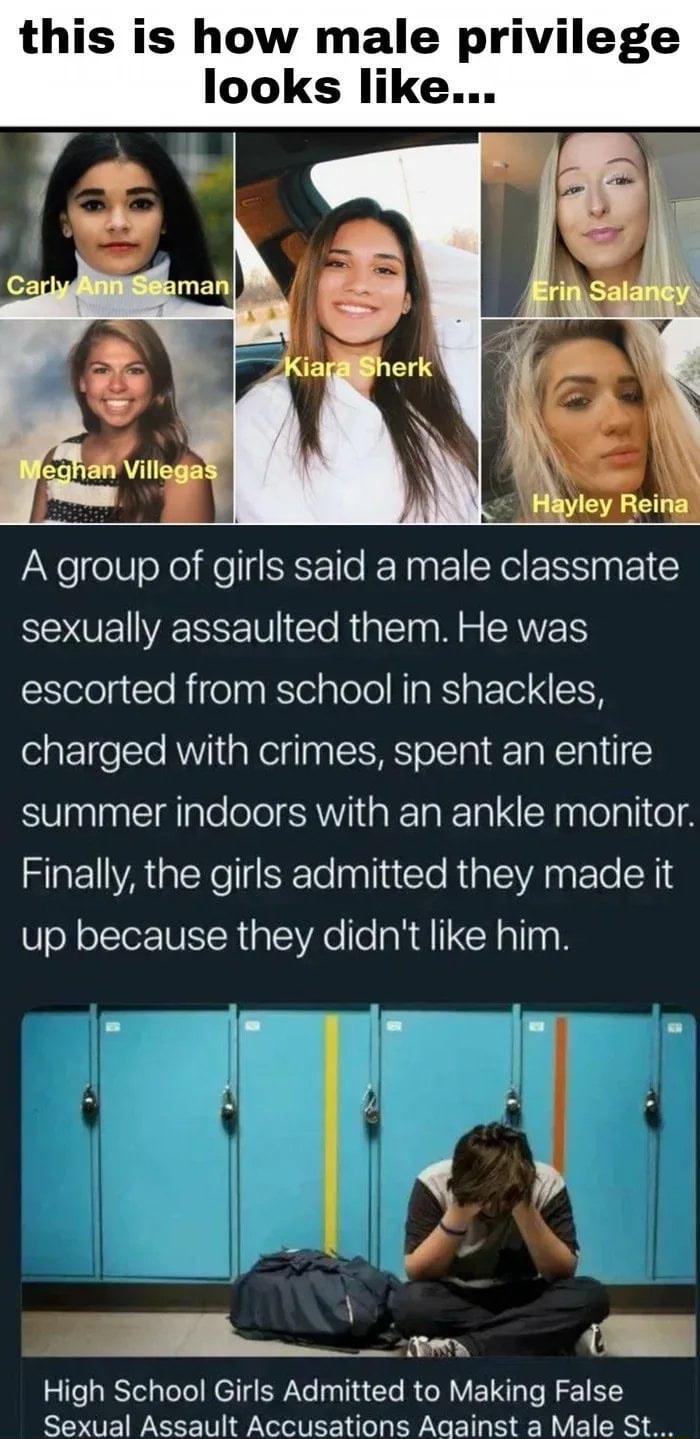 A group of girls said a male classmate SOAVEWELEEIV o Riallg g W g ERWVETS clelelgtlo Rifelnaktoiplolel NIaRSIpFTo N charged with crimes spent an entire summer indoors with an ankle monitor RIEAGEYe l ST Nt Gl R EVA N ETe N up because they didnt like him 1 High School Girls Admitted to Making False Sexual Assault Accusations Against a Male St