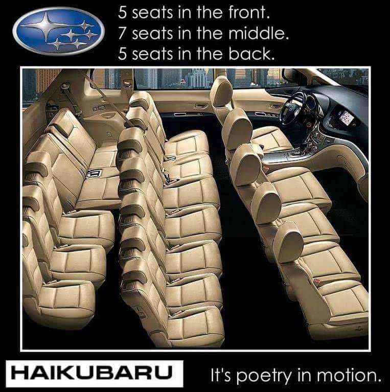 GRSl i el alRifelal 7 seats in the middle HAIKUBARU Its poetry in motion