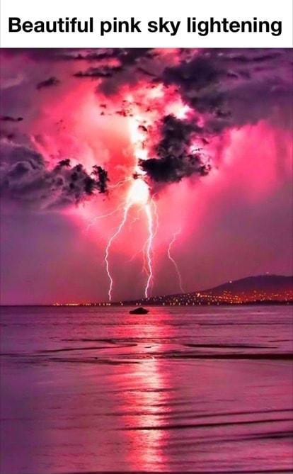 Beautiful pink sky lightening