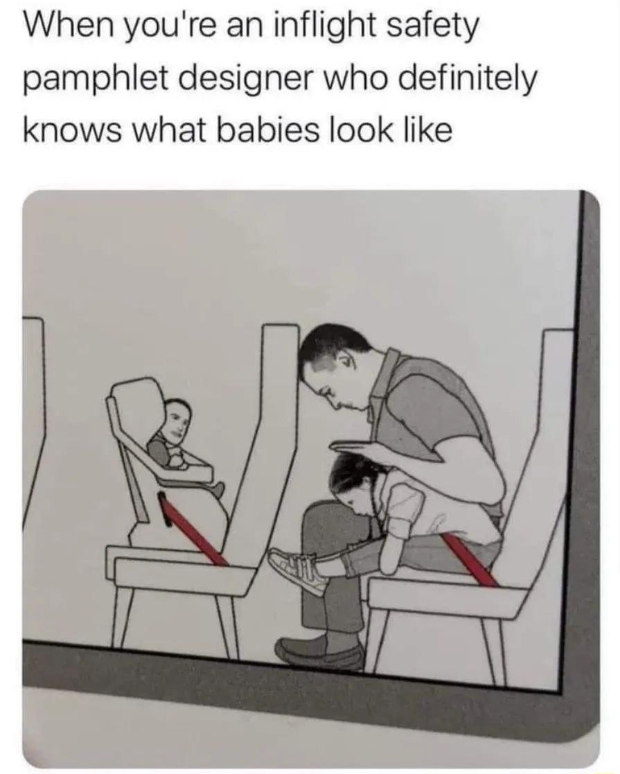When youre an inflight safety pamphlet designer who definitely knows what babies look like