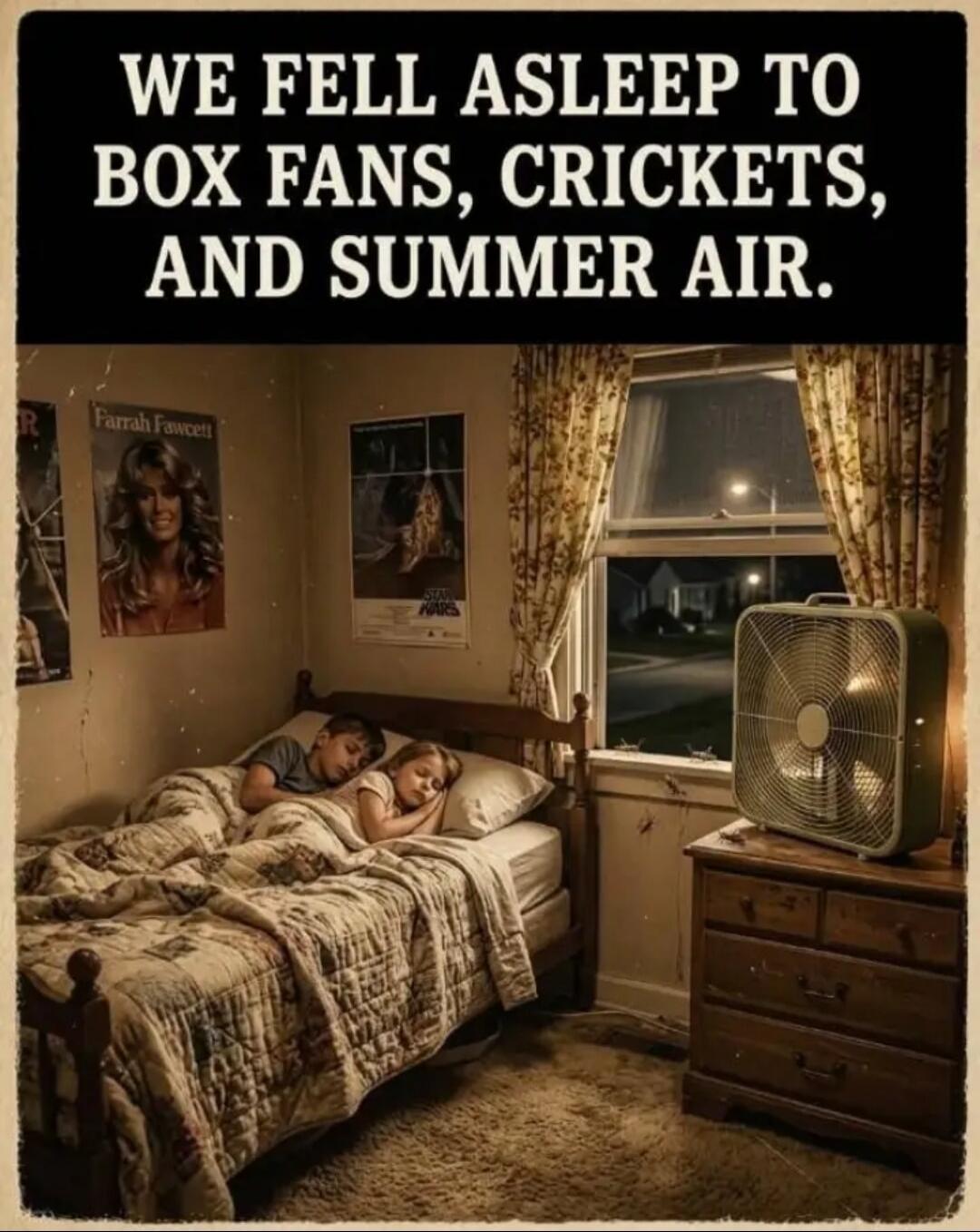 WE FELL ASLEEP TO BOX FANS, CRICKETS, AND SUMMER AIR.
