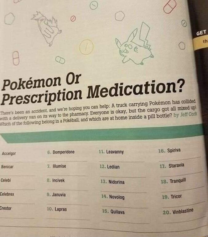 Ppokmon OF S Prescription Medication o help A truck ane is okay DUl areat home inside a pill botte and e hoping ou 21 ay 10 e pharmacy VR bekong tn s Pkl 0 which pmn 1 Leavnny A umise T cae ok e Widorina