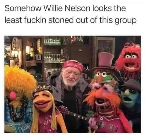 Somehow Willie Nelson looks the least fuckin stoned out of this group