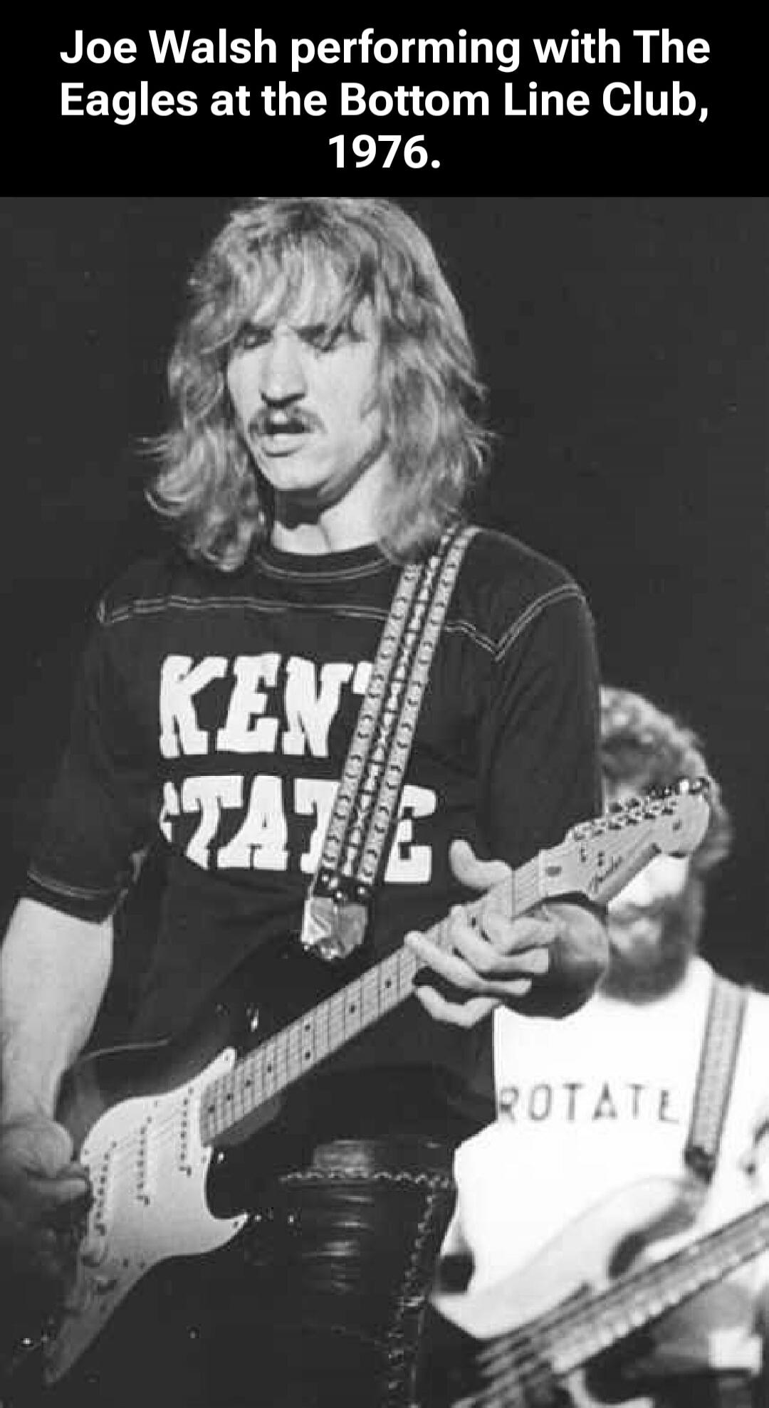 Joe Walsh performing with The Eagles at the Bottom Line Club, 1976. Kent State