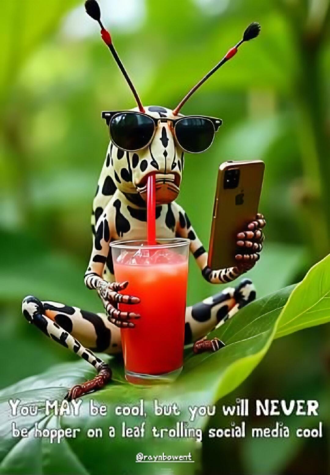 You MAY be cool, but you will NEVER be hopper on a a leaf trolling social media cool @raynbowent