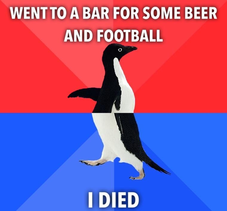 WENTTO A BAR FOR SOME BEER AND FOOTBALL