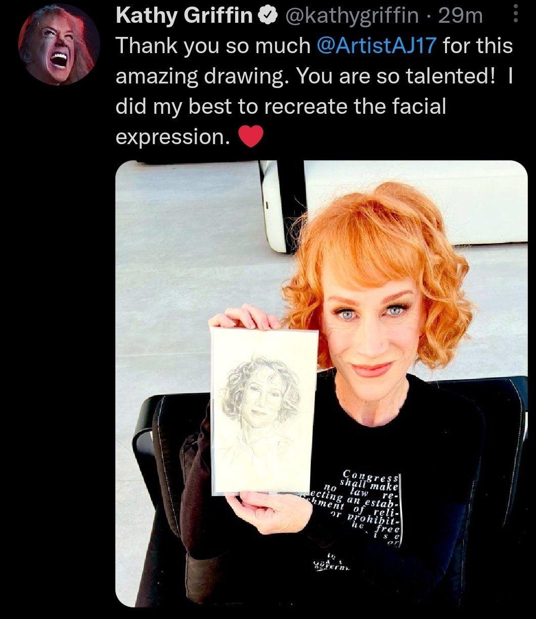 Kathy Griffin kathygriffin 29m Thank you so much ArtistAJ17 for this amazing drawing You are so talented l RN VA VLR S CR IR CROER ELIEN expression