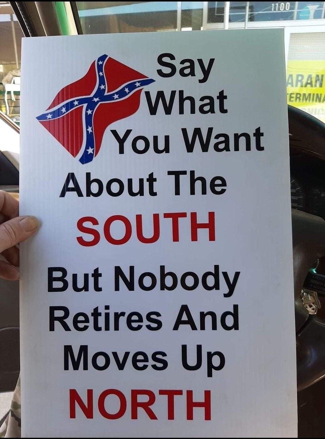 4 b E AAboutThe SOUTH But Nobody Retires And Moves Up NORTH