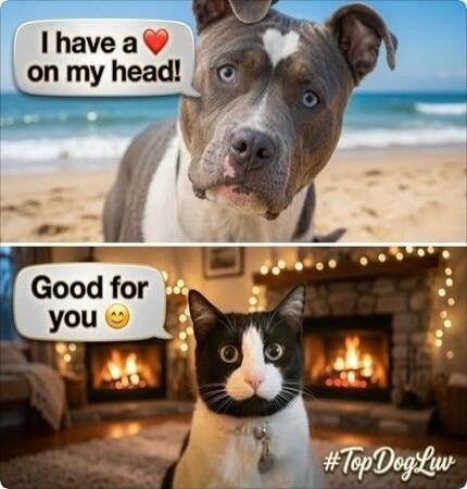 I have a heart on my head! Good for you. #TopDogLuv
