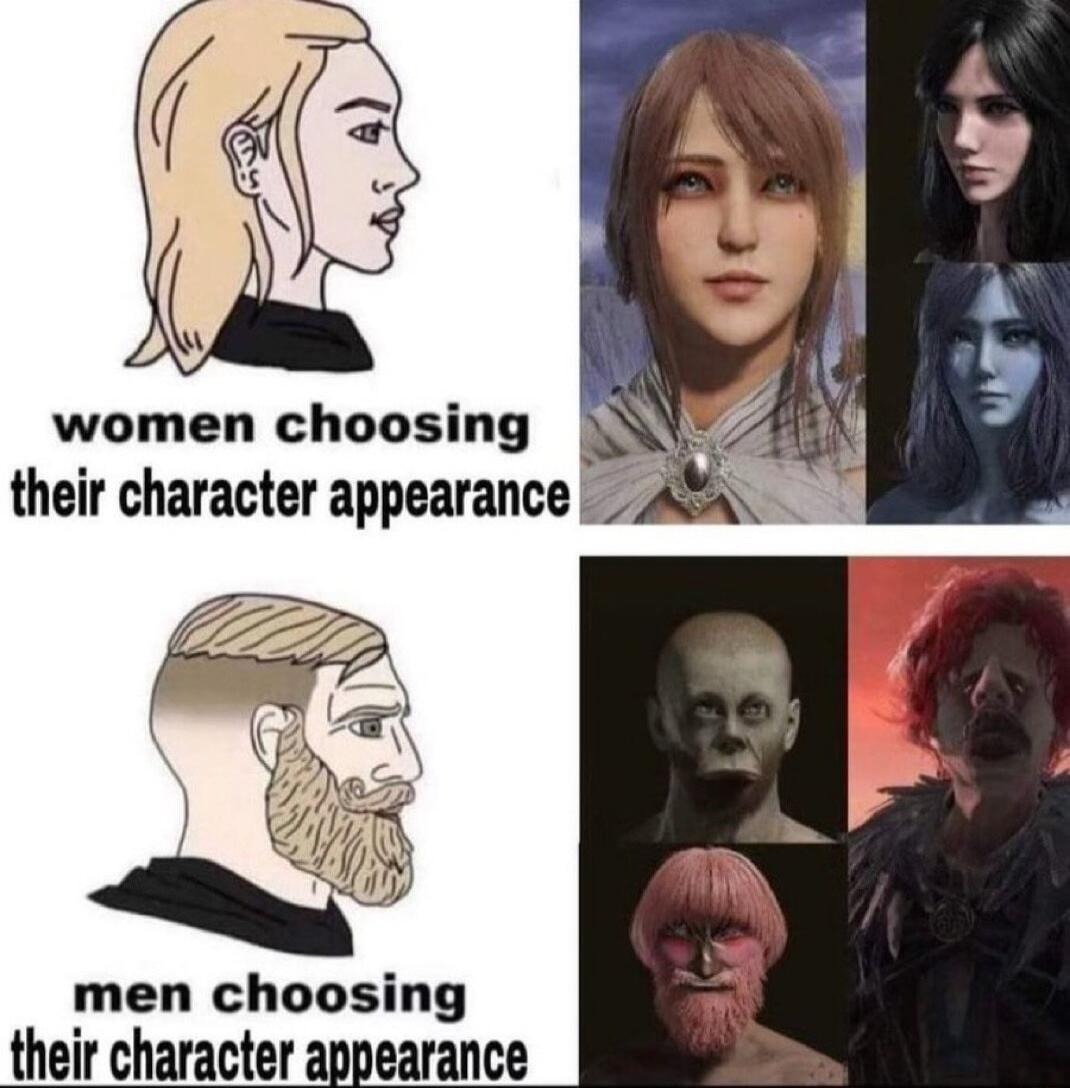 men choosing their character appearance