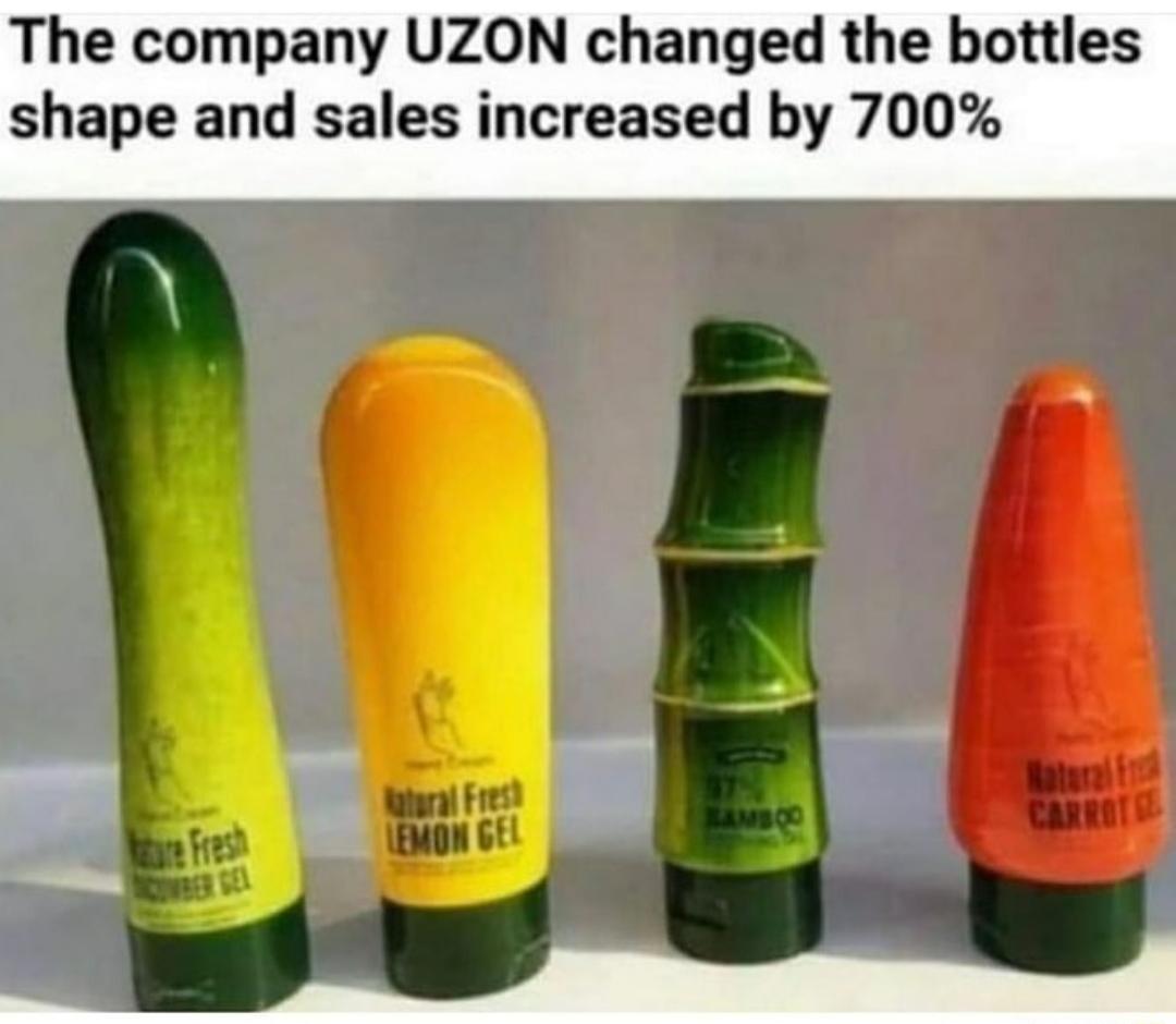 The company UZON changed the bottles shape and sales increased by 700