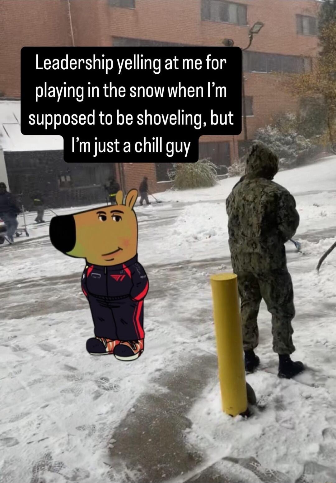 EELES T LR ET R G EE L TR supposed to be shoveling but Im just a chill guy