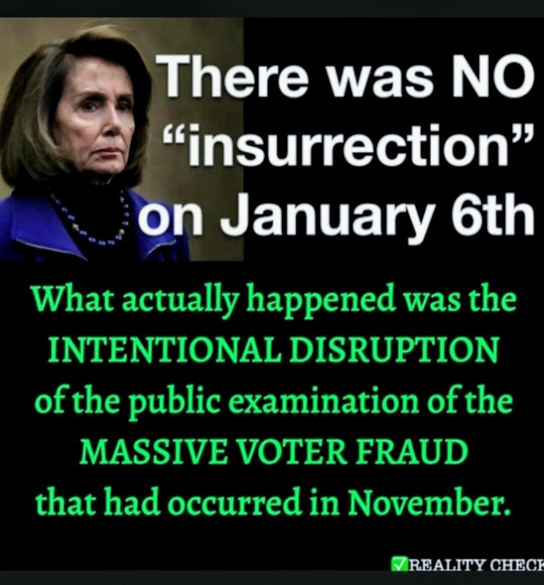 There was NO 'insurrection' on January 6
What actually happened was the INTENTIONAL DISRUPTION of the public examination of the MASSIVE VOTER FRAUD that had occurred in November.