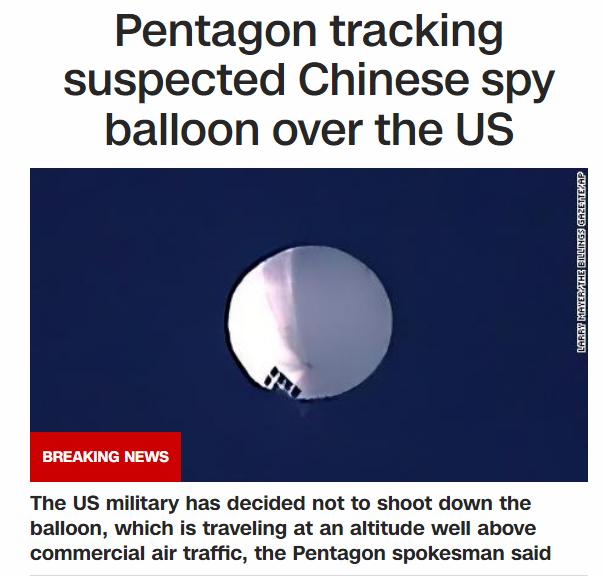 Pentagon tracking suspected Chinese spy balloon over the US BREAKING NEWS The US military has decided not to shoot down the balloon which s traveling at an altitude well above commercial air traffic the Pentagon spokesman said