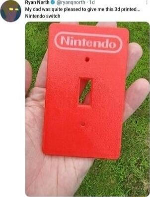 Ryan North ryangnorth 1d My dad was quite pleased to give me this 3d printed Nintendo switch mewny