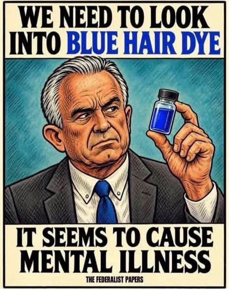 WE NEED TO LOOK INTO BLUE HAIR DYE IT SEEMS TO CAUSE MENTAL ILLNESS THE FEDERALIST PAPERS