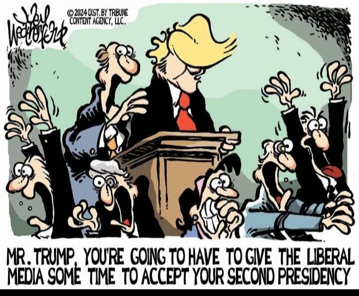 MR. TRUMP, YOU'RE GOING TO HAVE TO GIVE THE LIBERAL MEDIA SOME TIME TO ACCEPT YOUR SECOND PRESIDENCY