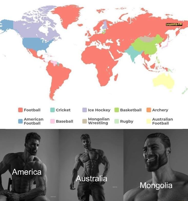 4 3 Football cricket IceHockey 1 Basketball Archery American Mongolian Austraian WIS meseban MUTIENT Rusby Foatbal Australia Mongolia