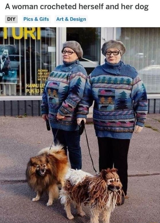 A woman crocheted herself and her dog DIY PicsGifs Ar