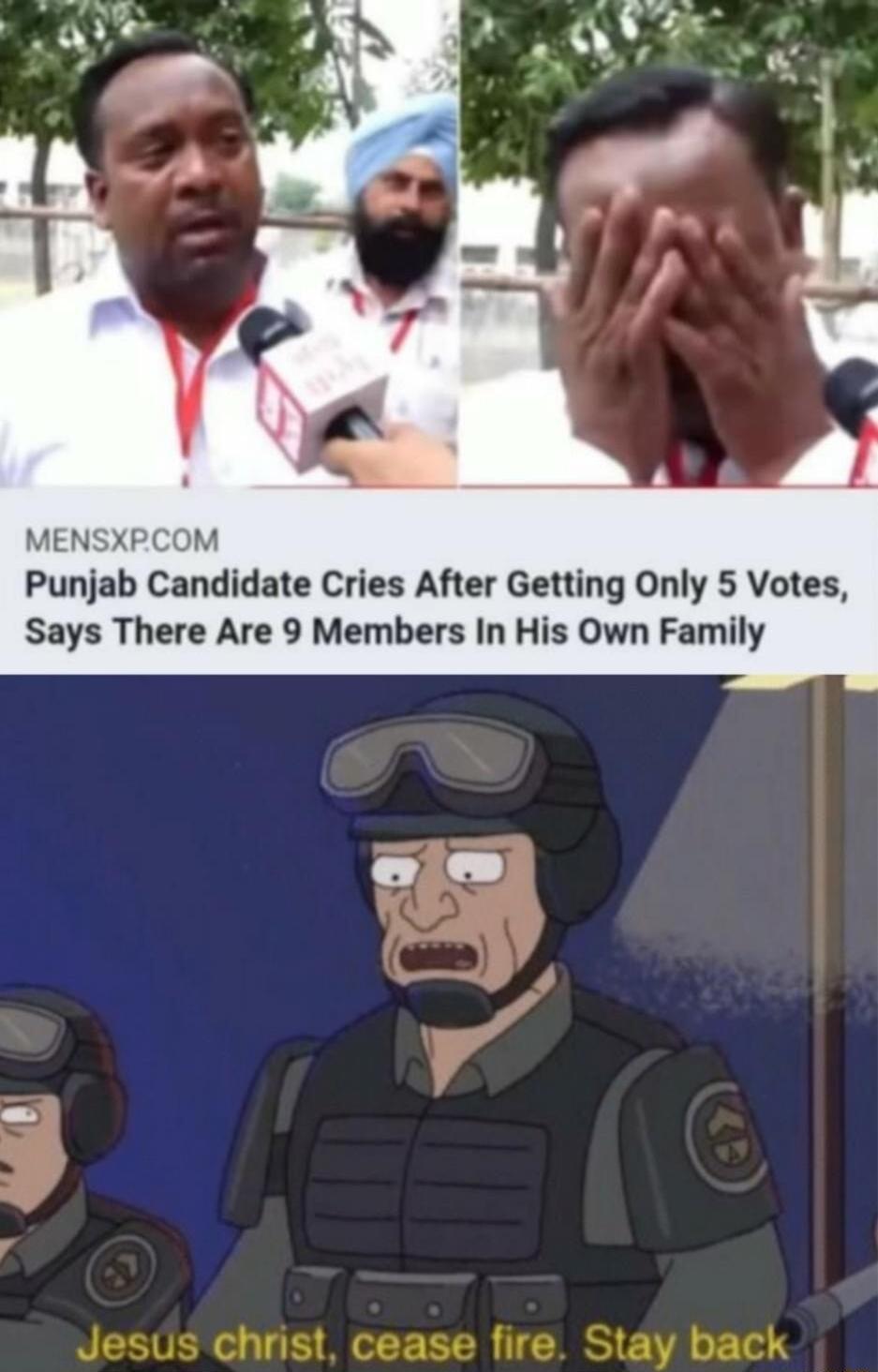 MENSXPCOM Punjab Candidate Cries After Getting Only 5 Votes Says There Are 9 Members In His Own Family