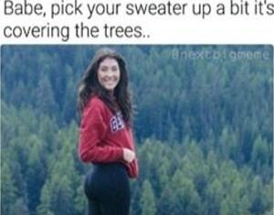abe PICK your sweater up a bit it covering the trees
