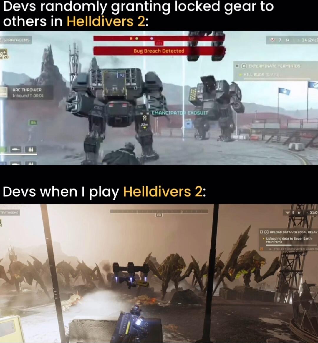 RSN e lyle lelgglhe e lgltlgle Rlelel Clole lel g o others in Helldivers 2 Devs when play Helldivers 2