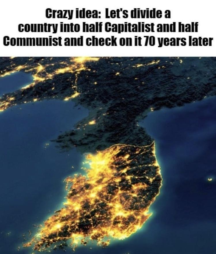 Crazy idea Lets divide a country into half Capitalist and half Communist and check on it 70 years later