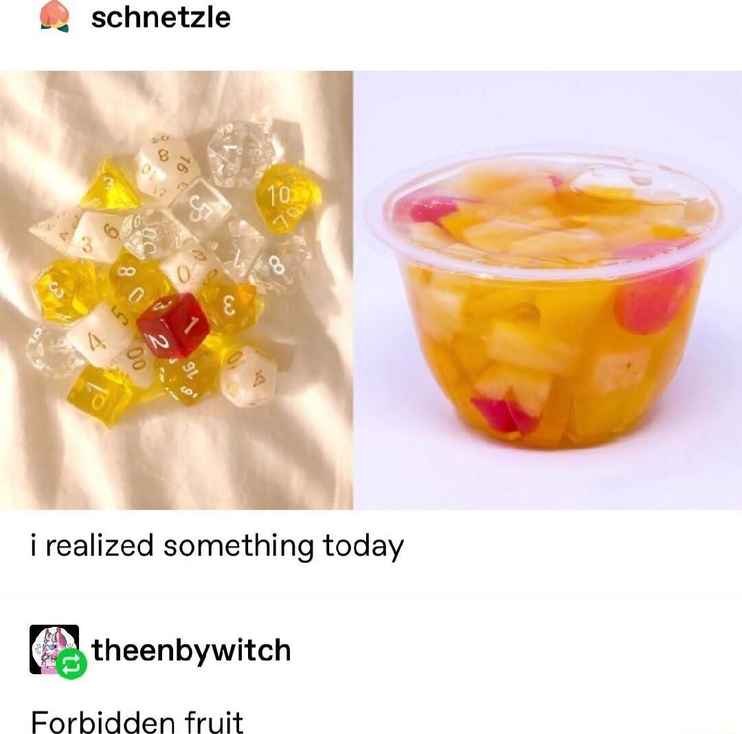 schnetzle i realized something today theenbywitch Forbidden fruit