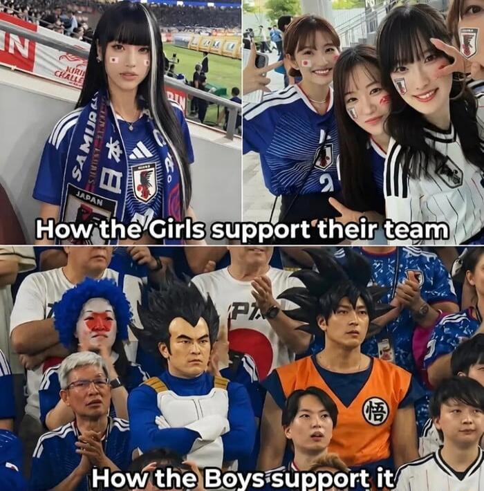 How the Girls support their team. How the Boys support it.