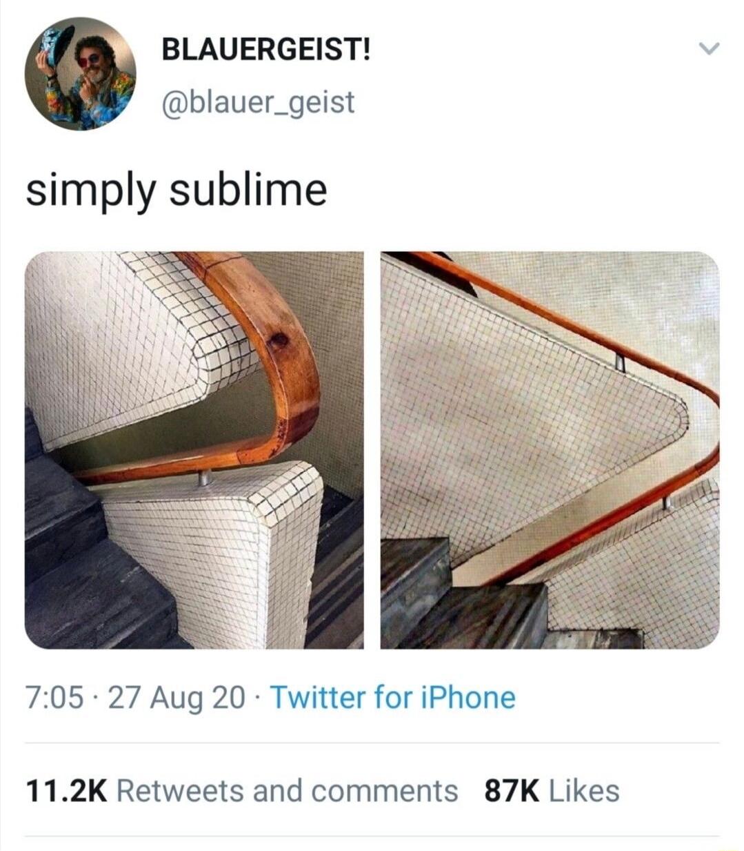 BLAUERGEIST blauer_geist simply sublime 705 27 Aug 20 Twitter for iPhone 112K Retweets and comments 87K Likes