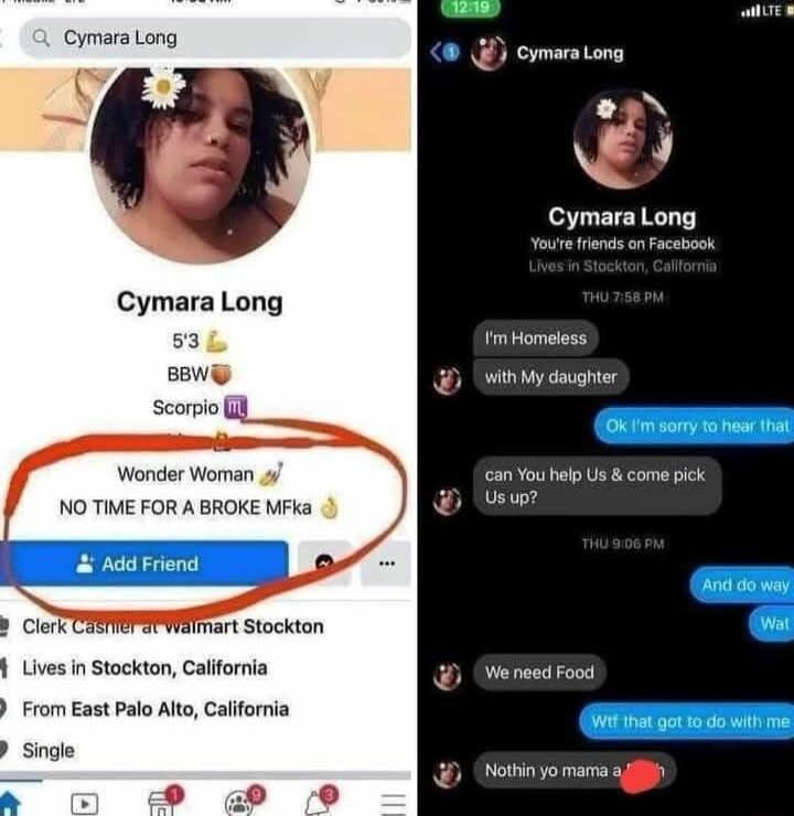 Cymara Long CymaraLong B8 Scorpiol Wonder Woman NO TIME FOR A BROKE MFka Lives i Stockton California From East Palo Alto California Single Cymara Long fmHomeless With My daughier o You help s come pick Us up Wenesd Food Nothnyo marma