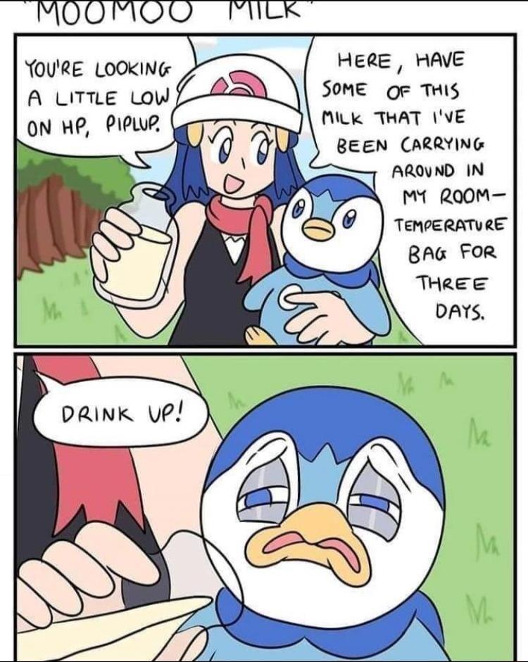 HERE HAVE SOME OF THIS MLk THAT VE BEEN ARRYING YouRE Aoawu A UTTLE LoW ON HP PIPWe vk A ARIUND IN M1 RQOM I Pt d BAG FOR