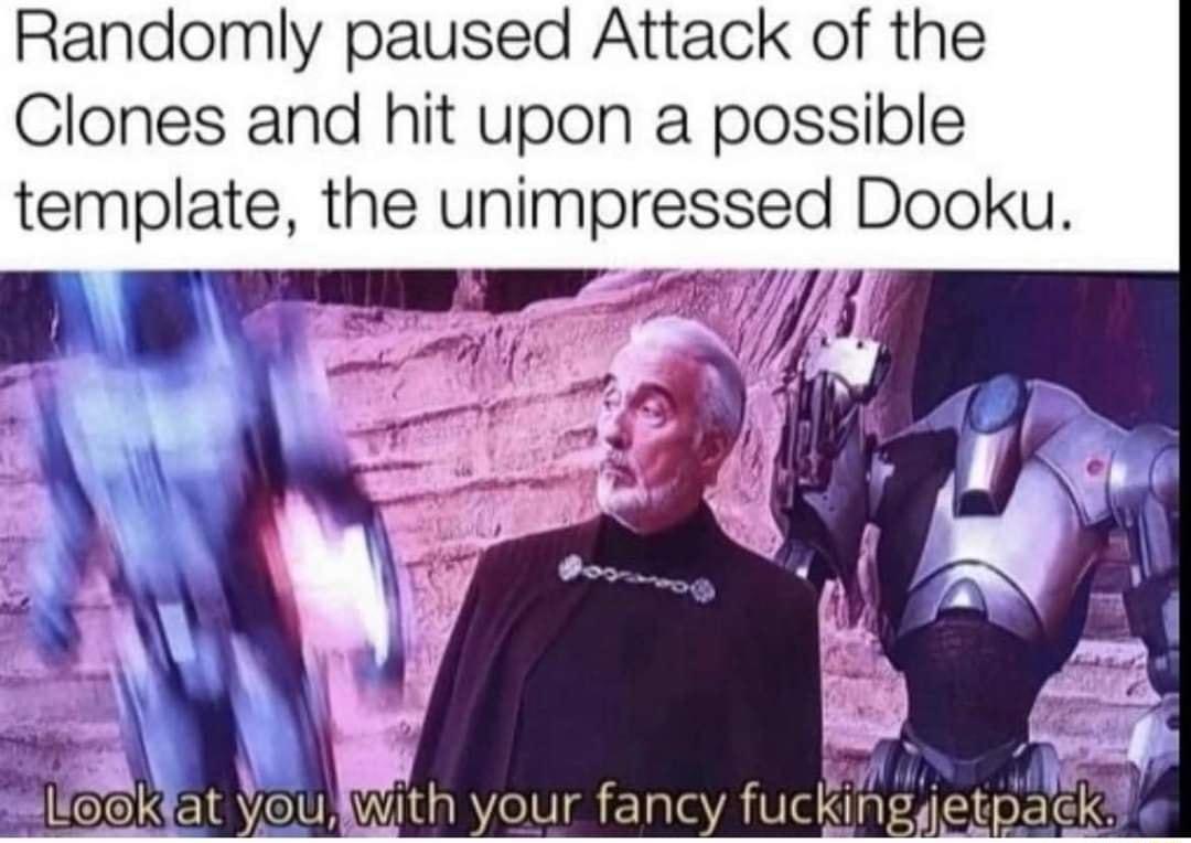 Randomly paused Attack of the Clones and hit upon a possible template the unimpressed Dooku