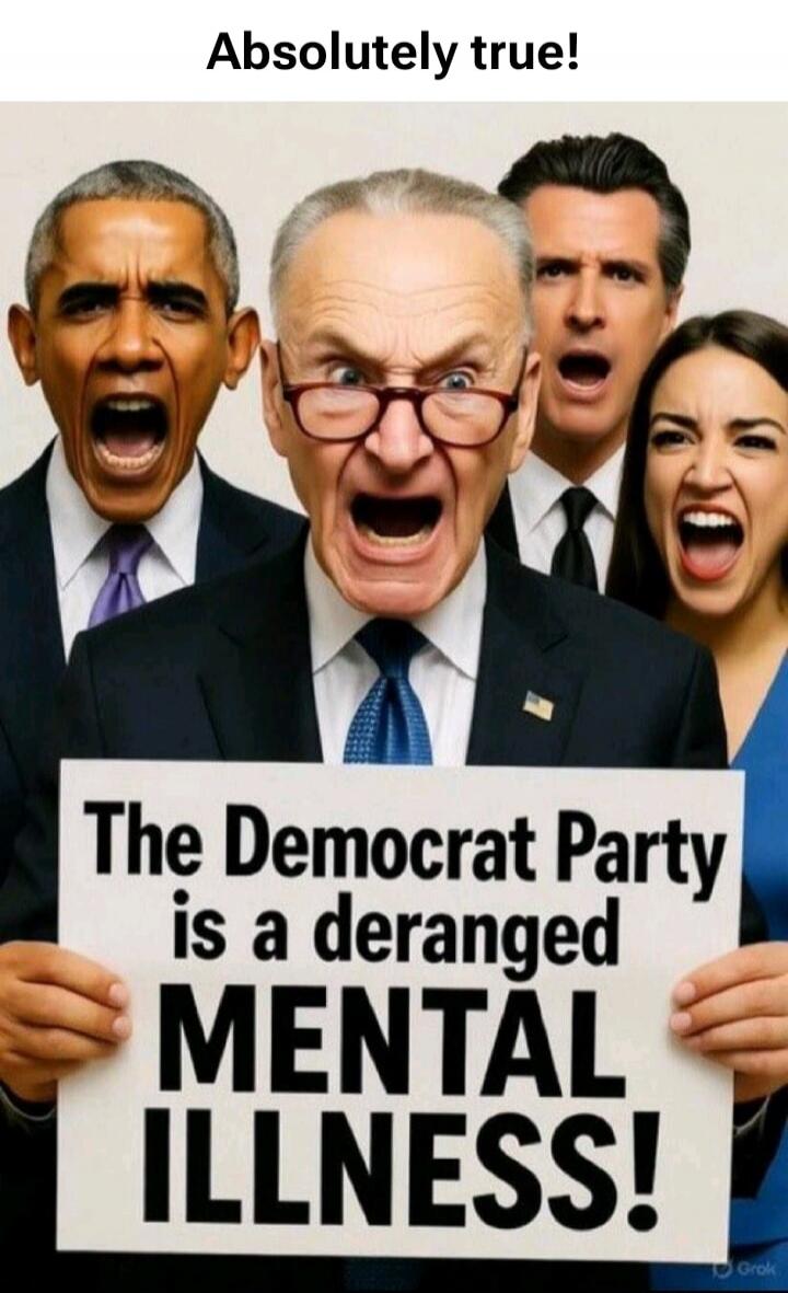 Absolutely true! The Democrat Party is a deranged MENTAL ILLNESS!