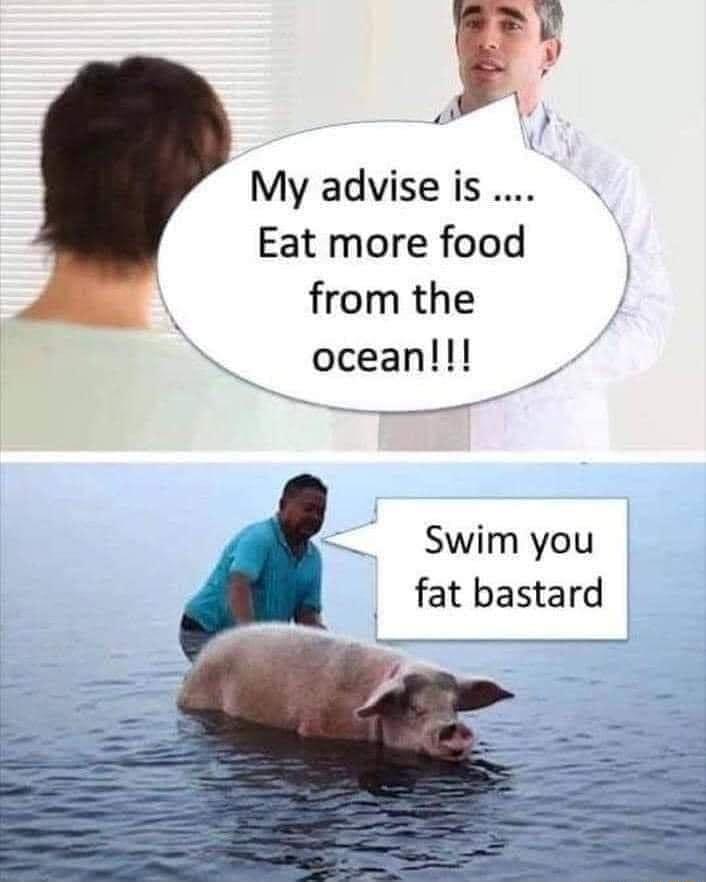My advise is Eat more food from the ocean i T Swim you fat bastard