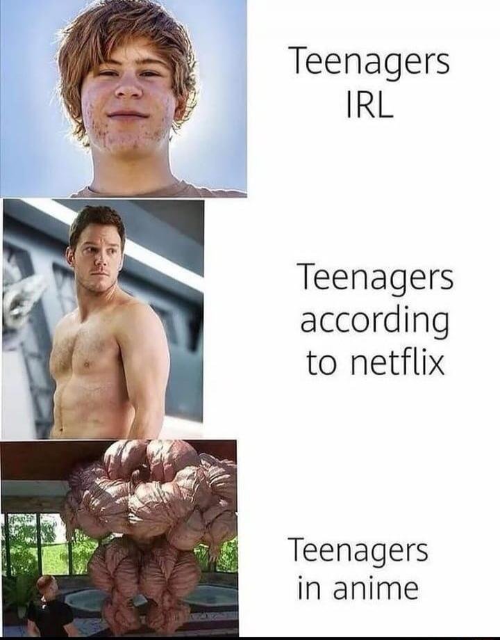 Teenagers IRL Teenagers according to netflix Teenagers in anime