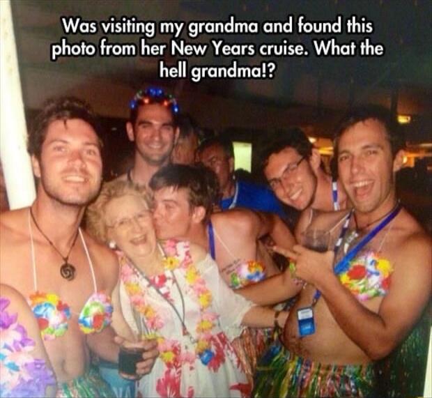 Was visiting my grandma and found this photo from her New Years cruise. What the hell grandma!?