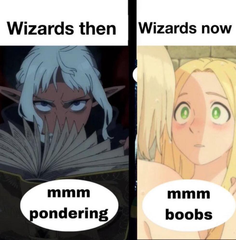 Wizards then
mmm pondering
Wizards now
mmm boobs