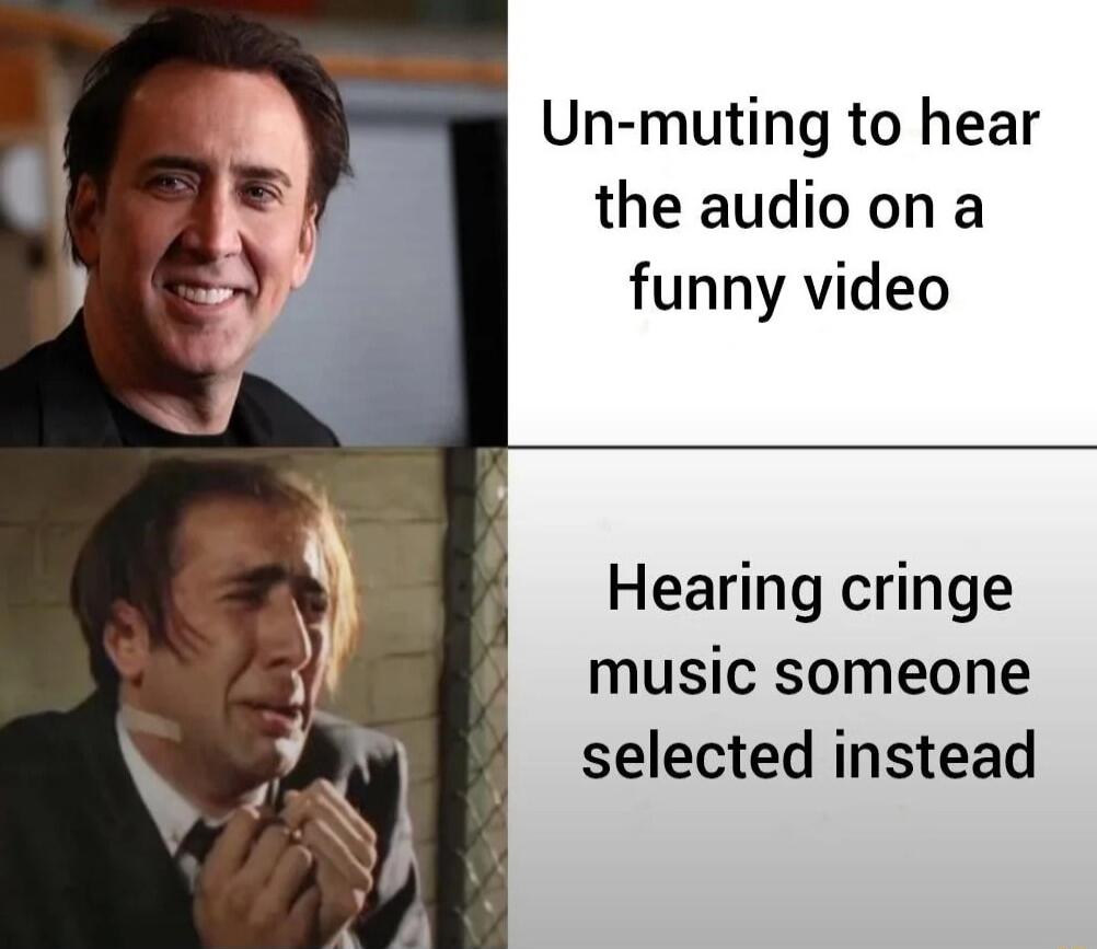 Un muting to hear the audio on a funny video Hearing cringe music someone selected instead