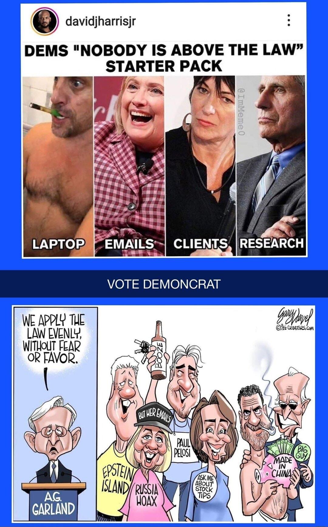 Q davidjharrisjr DEMS NOBODY IS ABOVE THE LAW STARTER PACK