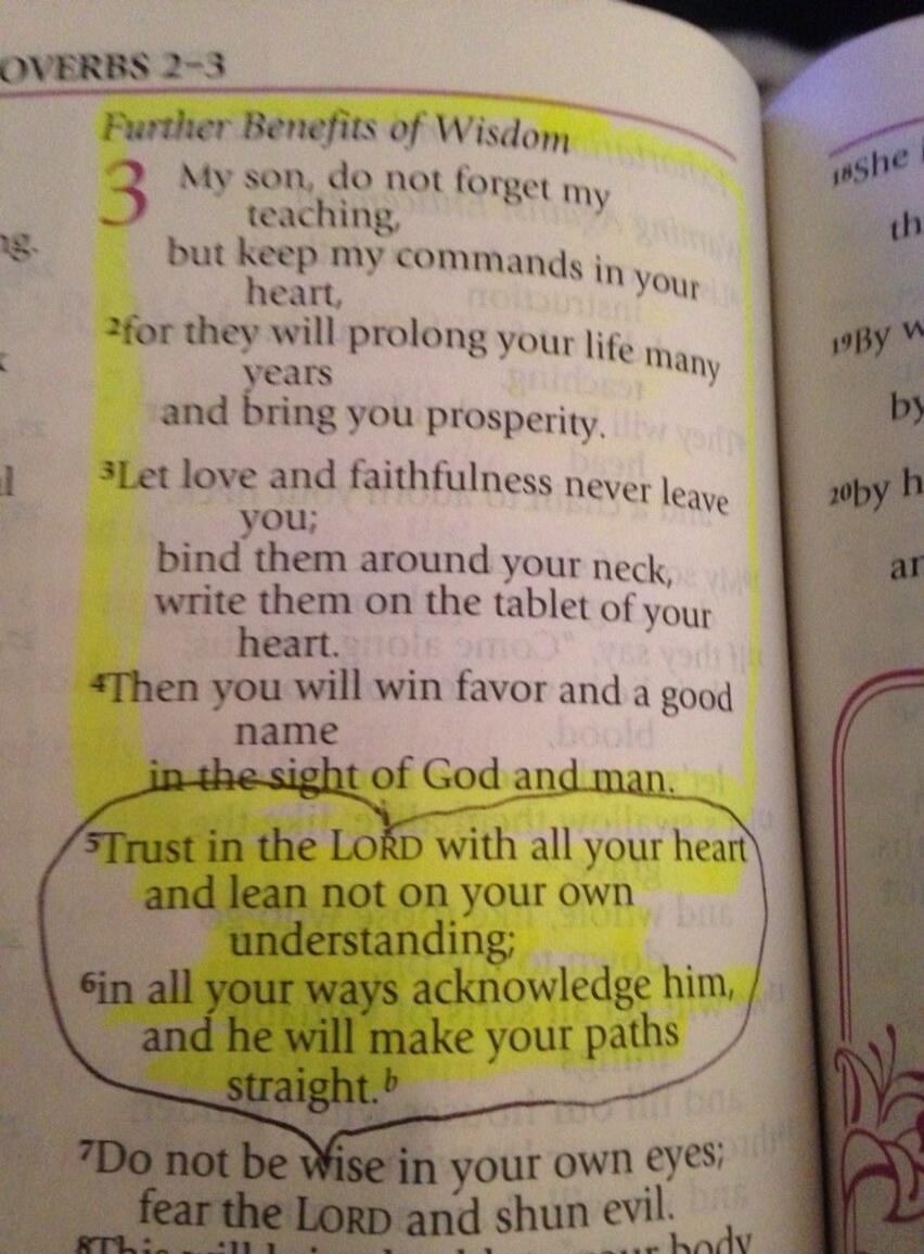 PROVERBS 2-3 Further Benefits of Wisdom 3 My son, do not forget my teaching, but keep my commands in your heart, for they will prolong your life many years and bring you prosperity. Let love and faithfulness never leave you; bind them around your neck, write them on the tablet of your heart. Then you will win favor and a good name in the sight of G