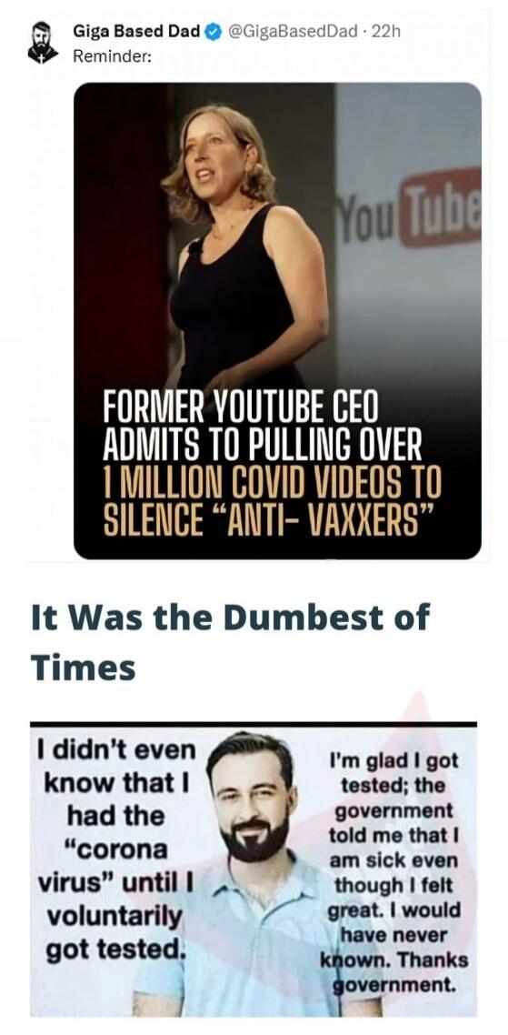 FORMER YOUTUBE CEO ADMITS TO PULLING OVER 1 MILLION COVID VIDS TO SILENCE 