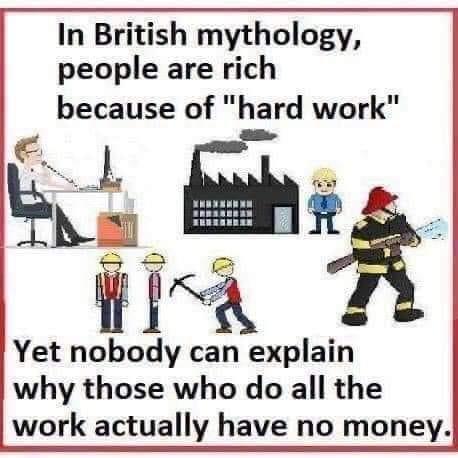 In British mythology people are rich because of hard work Yet nobody can explain why those who do all the work actually have no money