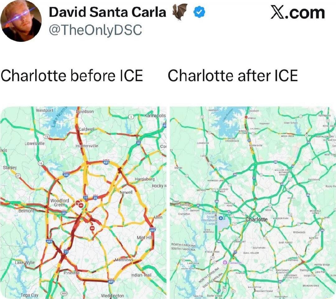 David Santa Carla @TheOnlyDSC X.com Charlotte before ICE Charlotte after ICE