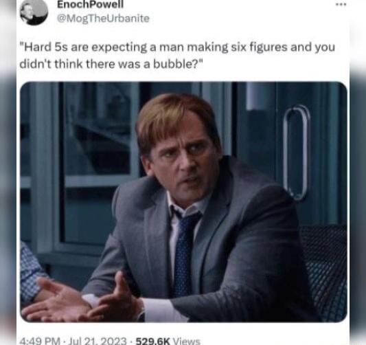 s are expecting a man making six figures and you didnt think there was a bubble