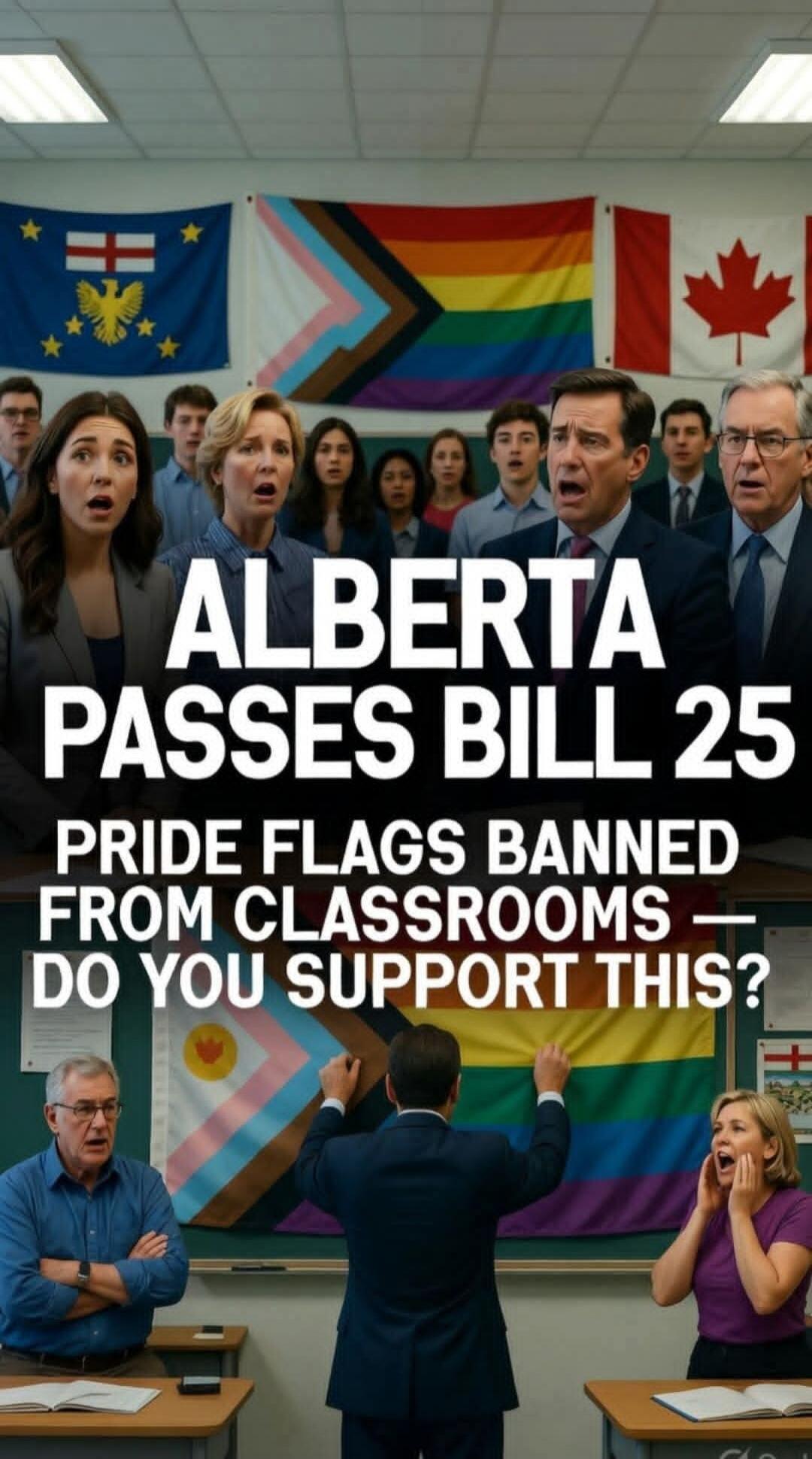 ALBERTA PASSES BILL 25. PRIDE FLAGS BANNED FROM CLASSROOMS — DO YOU SUPPORT THIS?
