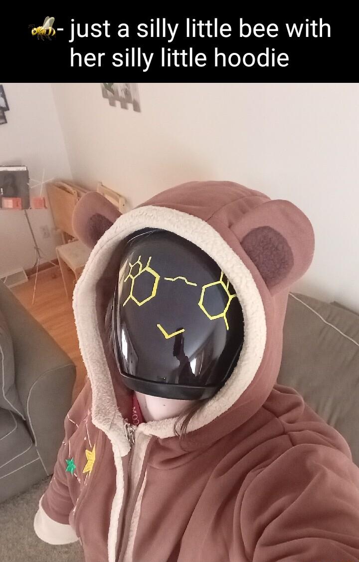 just a silly little bee with her silly little hoodie