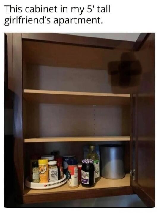 This cabinet in my 5' tall girlfriend's apartment.