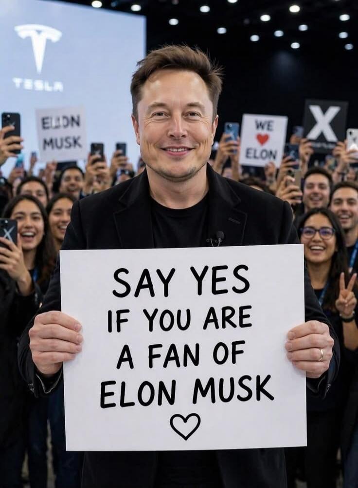 SAY YES IF YOU ARE A FAN OF ELON MUSK ❤️. ELON MUSK. WE ❤️ ELON. TESLA.