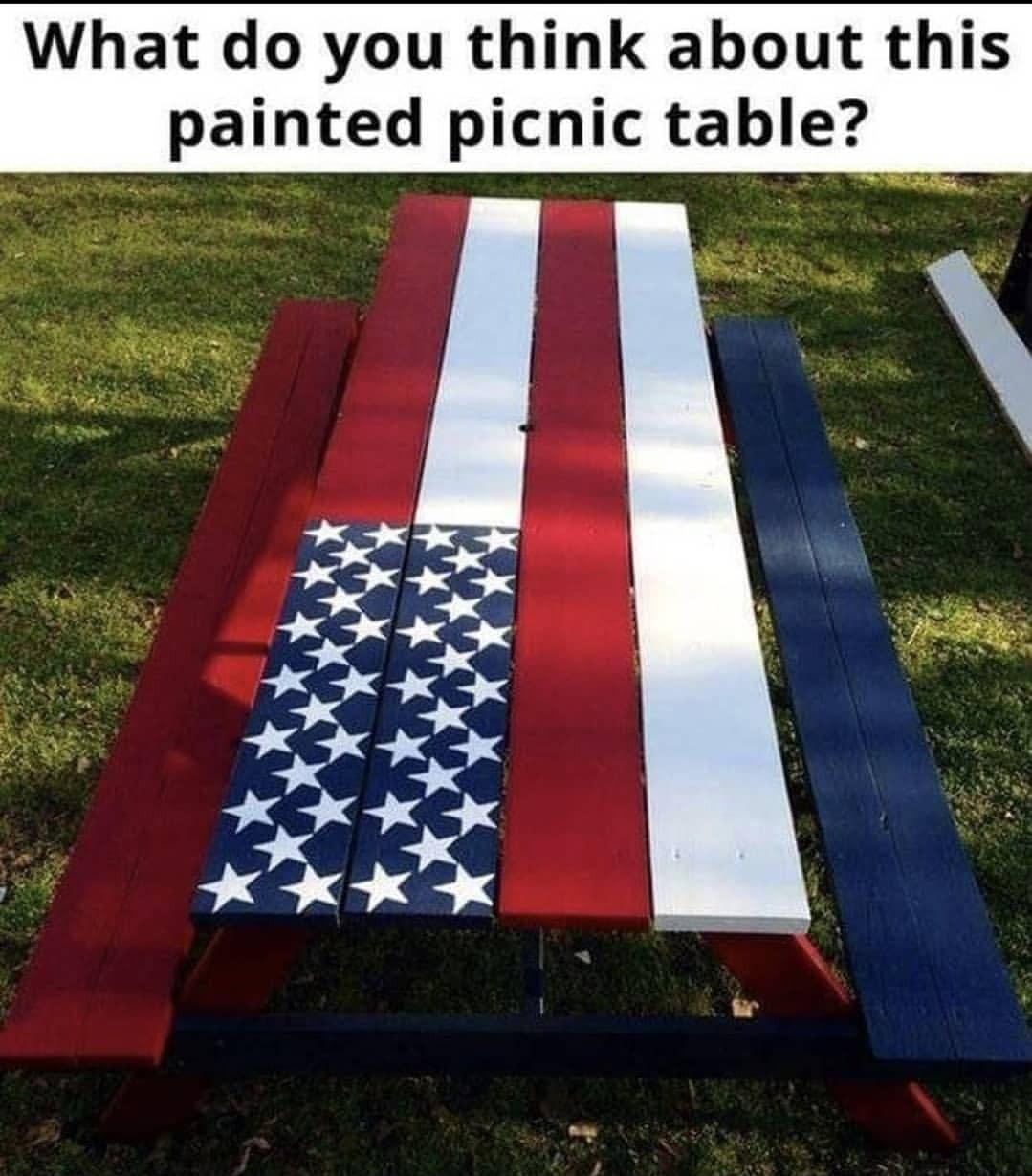 What do you think about this painted picnic table